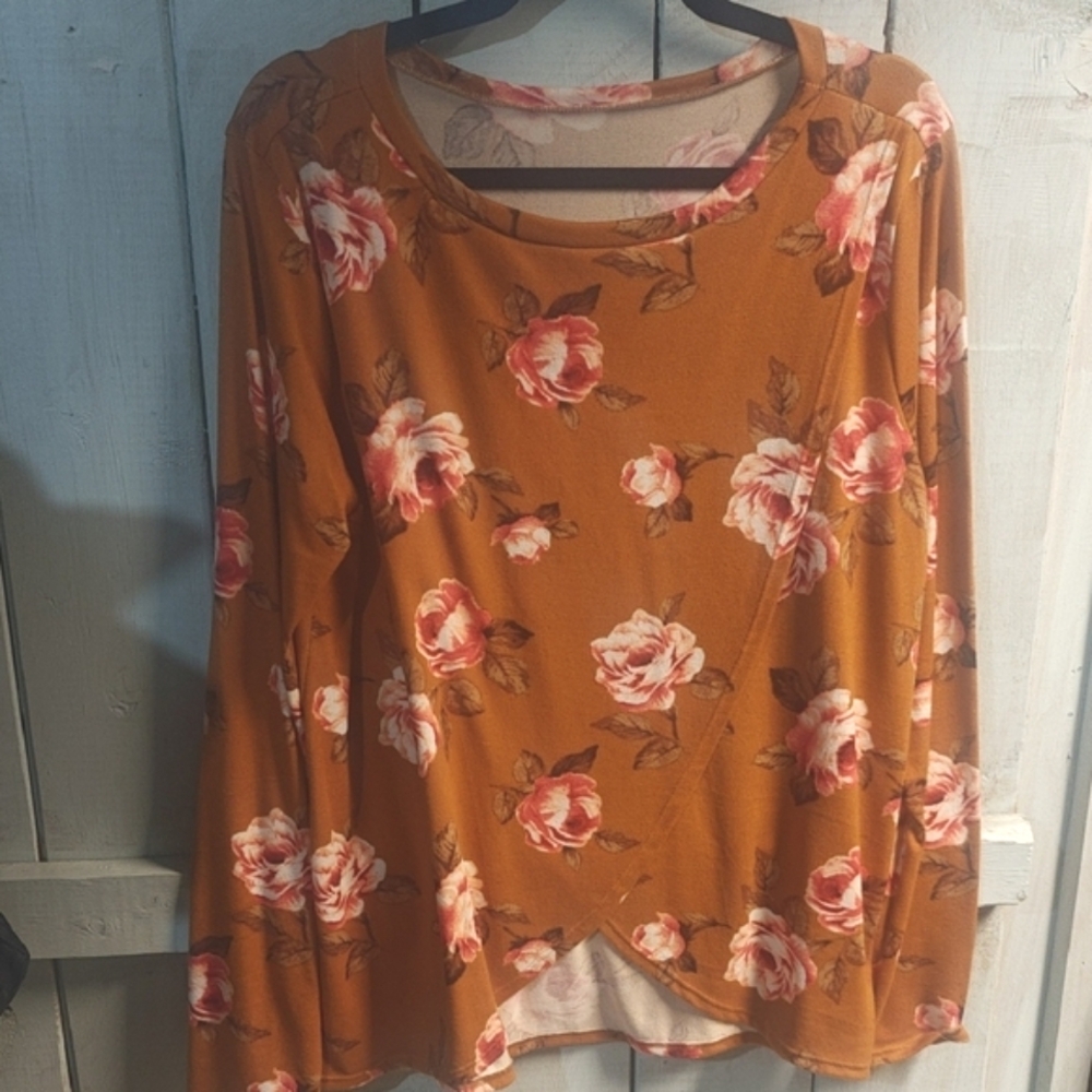 Floral Print Women's Top - Brown